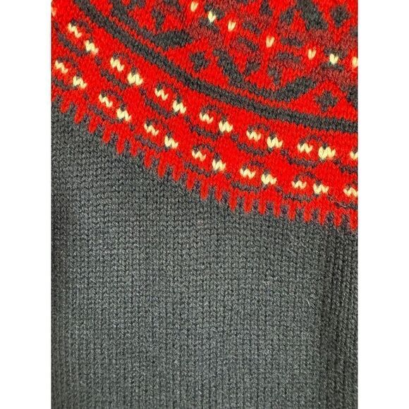 TALBOTS PETITES blue red fair isle lambswool blend knit cardigan sweater 1XP - Picture 3 of 5